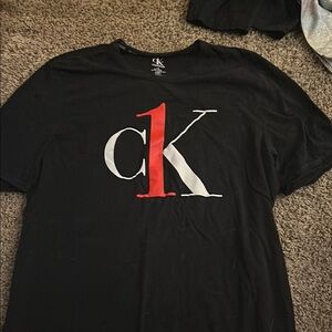 Calvin Klein Black T-Shirt with Red and White Logo